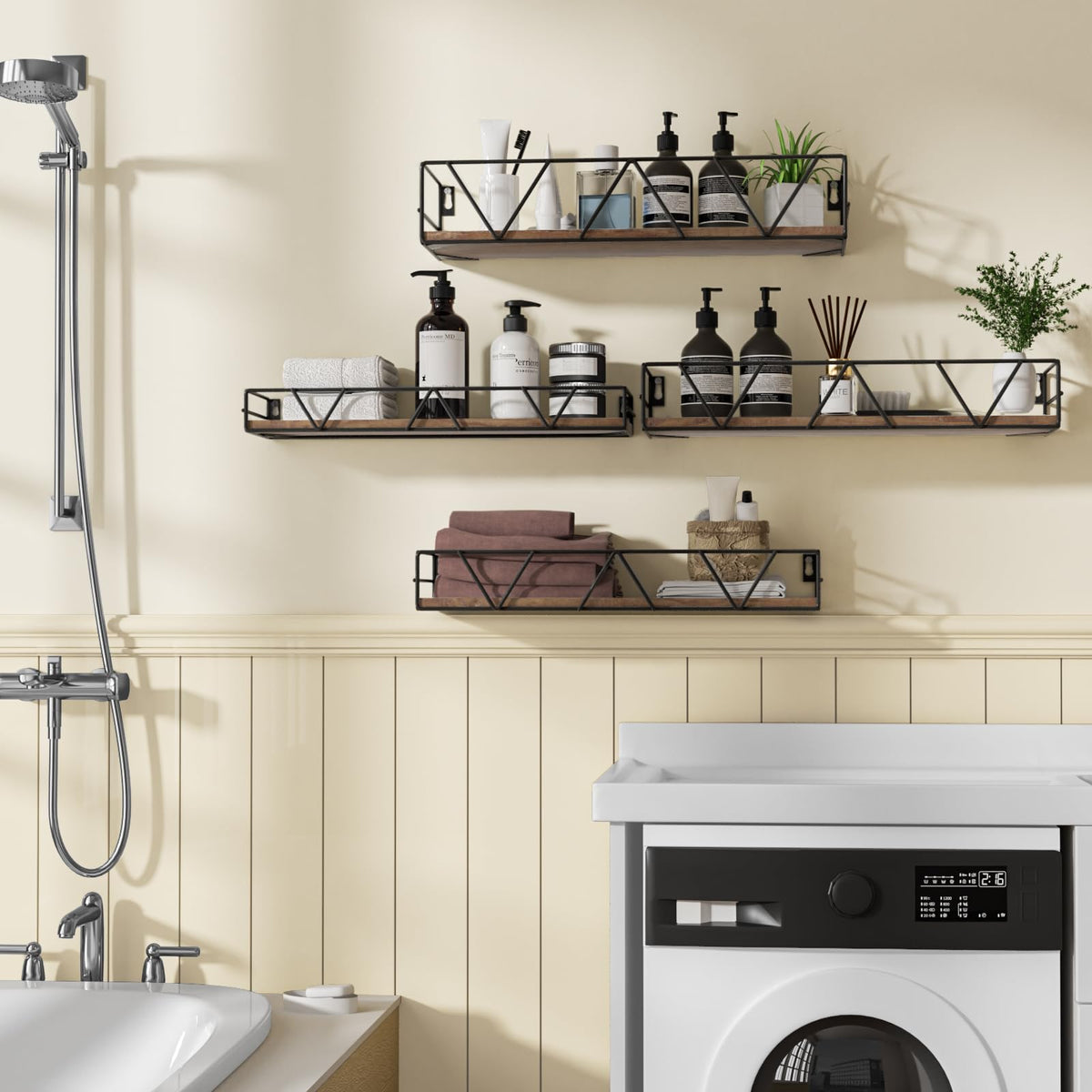 Amaoot floating shelves set4 kitchen area with moisture resistance near counter