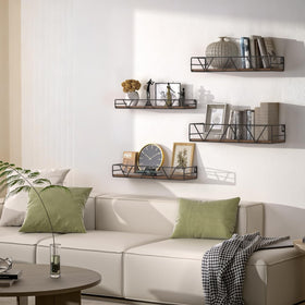 Amaoot floating shelves set4 side view demonstrates compact wall storage and easy mounting