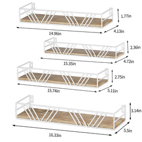 Amaoot floating shelf with protective rails preventing items from falling