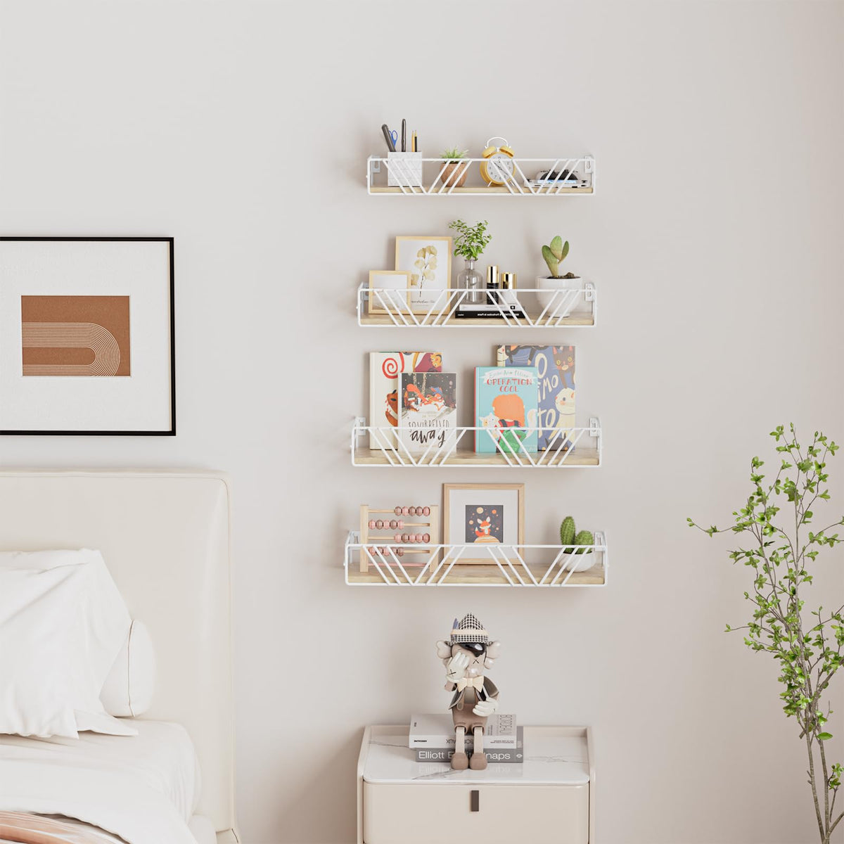 Close-up of rich wood grain on Amaoot floating shelves for rustic charm