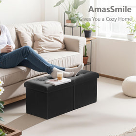 AmasSmile coffee table and ottoman combo, multipurpose surface for living spaces.