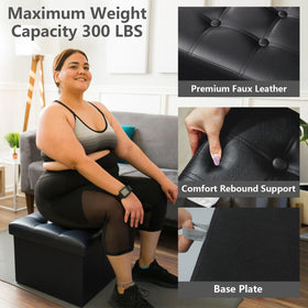 AmasSmile ottoman used as coffee table, versatile living room piece.