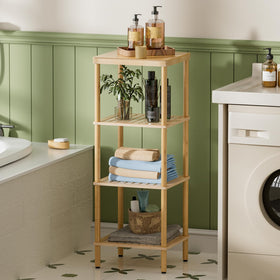 AmazerBath bamboo shelf in a bedroom corner, neat and decorative.