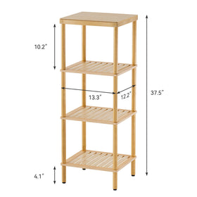 AmazerBath 4-tier shelf measures 12.2 by 13.3 by 37.5 inches for storage.