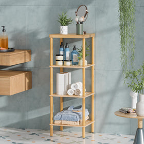 AmazerBath bamboo shelf surface clean and waterproof for damp areas.