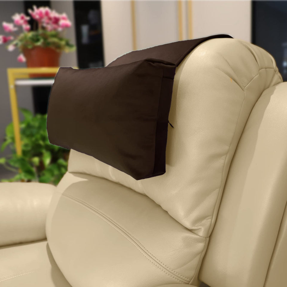 AmazeCov headrest pillow chocolate front view with plush neck support for travel