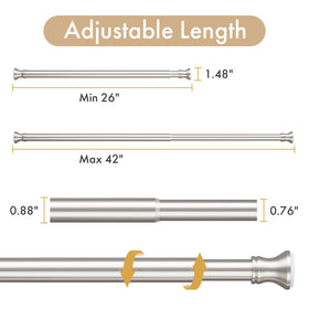 Amazer tension rod with detachable end, easy hook and curtain pairing.