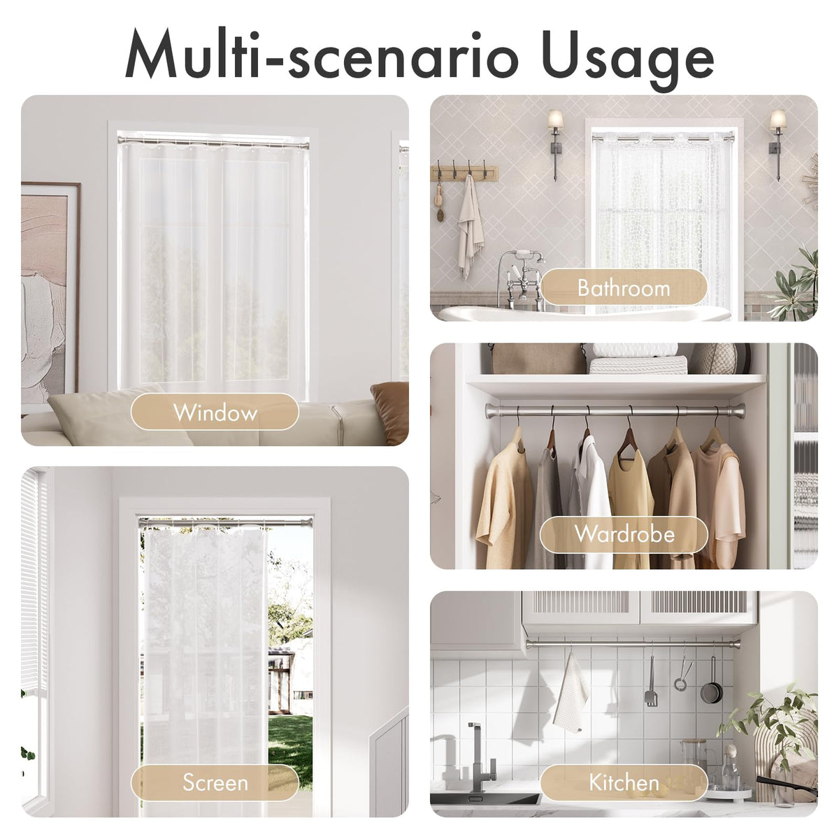 Amazer rod supports up to 40 pounds for sturdy curtain hanging.