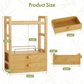 AmazerBath bamboo countertop organizer with two drawers to store makeup and jewelry