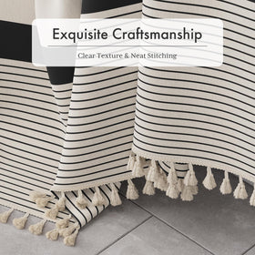 AmazerBath black striped curtain enhances modern farmhouse style.