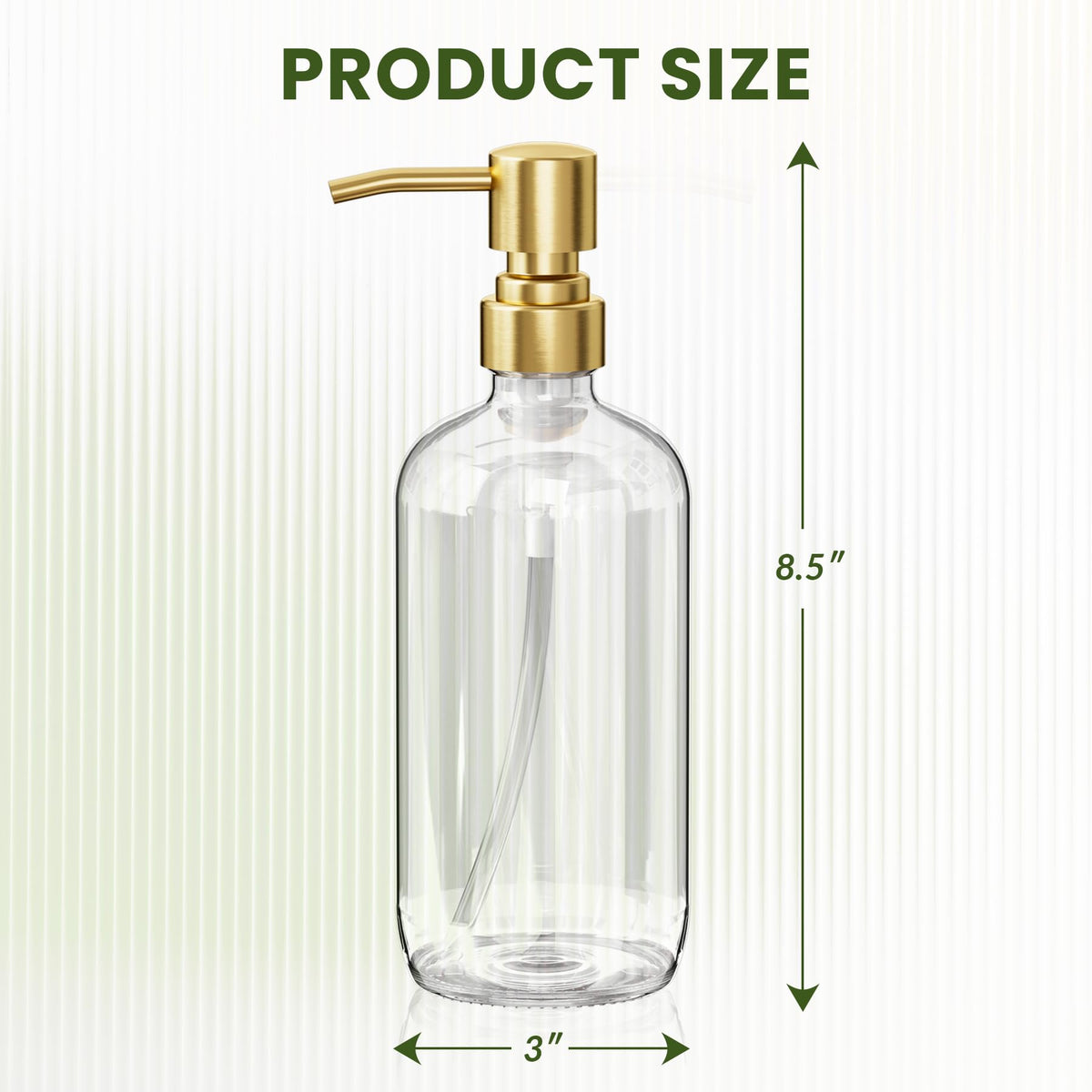 AmazerBath Boston Round glass dispenser showing clear liquid level