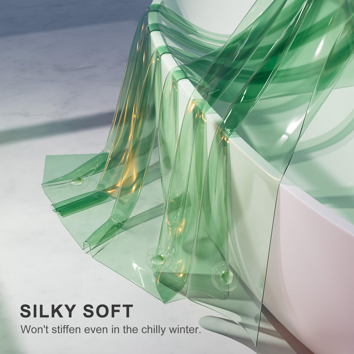 AmazerBath clear 2-in-1 liner and curtain lets light through while containing water.
