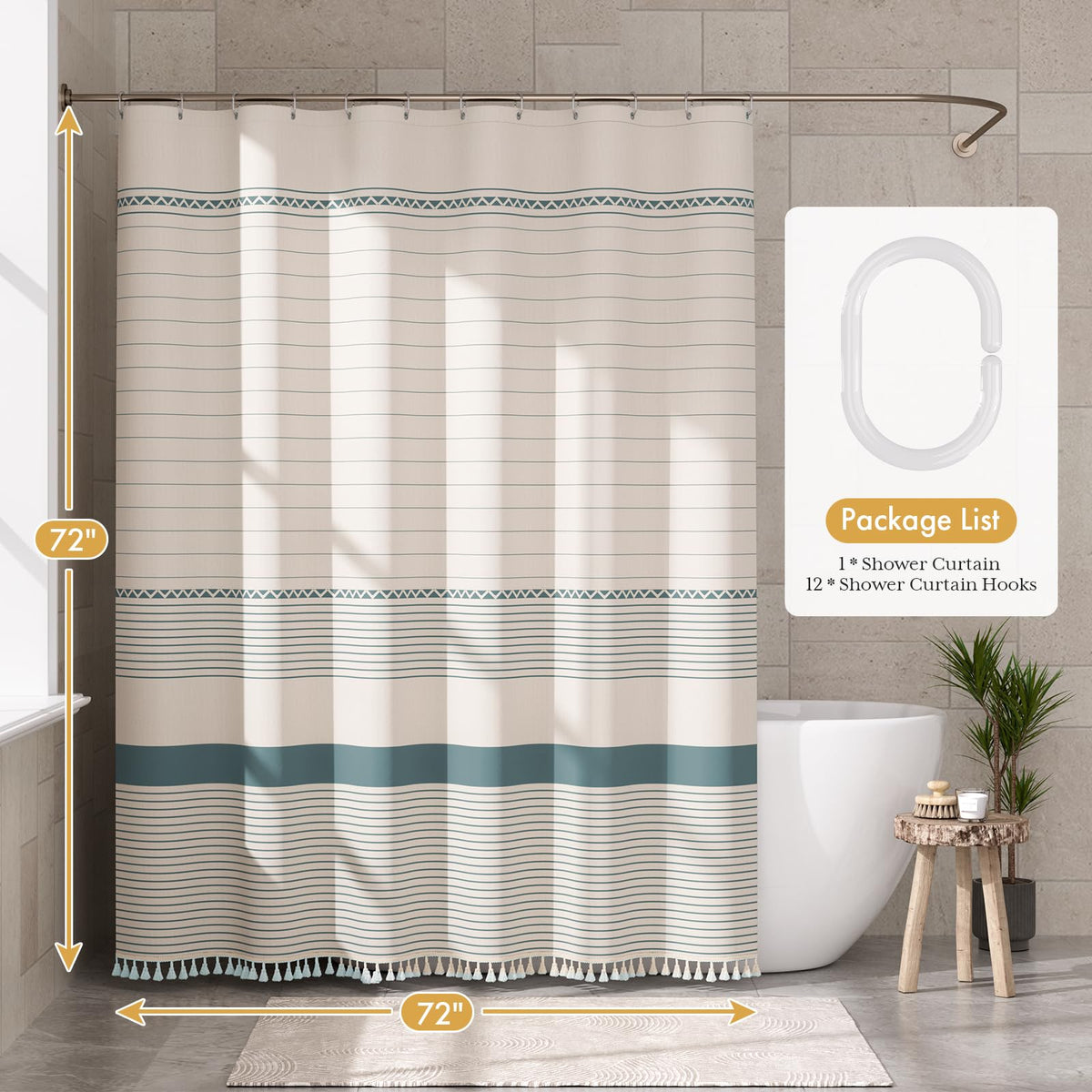 AmazerBath farmhouse bathroom curtain set offers a coordinated rustic look.