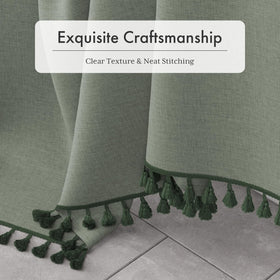 AmazerBath faux linen fabric shower curtain highlights durable, wrinkle-friendly design.