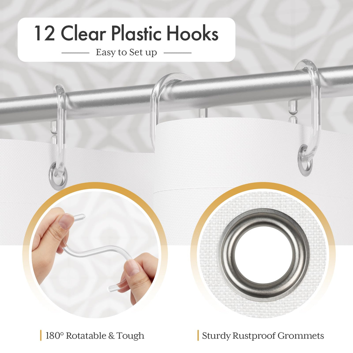 AmazerBath faux linen look curtain with sturdy grommets blends style and easy care.