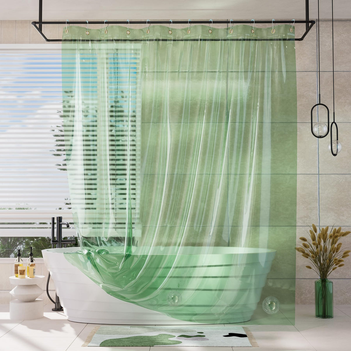 AmazerBath heavy-duty shower curtain 72x72, durable and spacious for any shower.