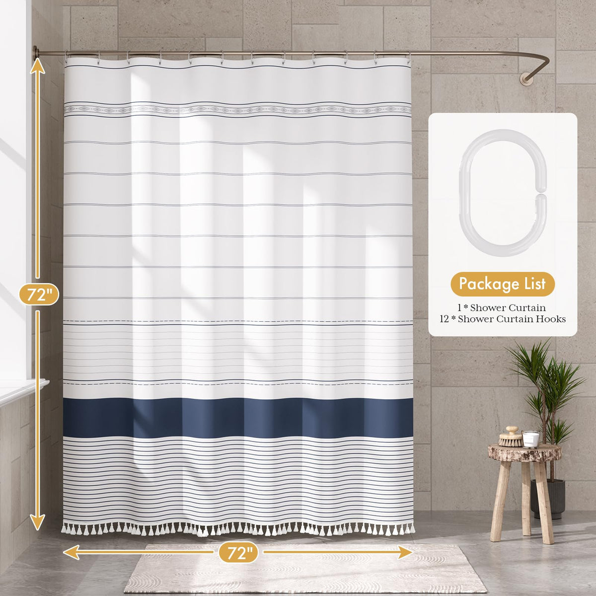 A AmazerBath packaged shower curtain set ships ready for quick replacement.