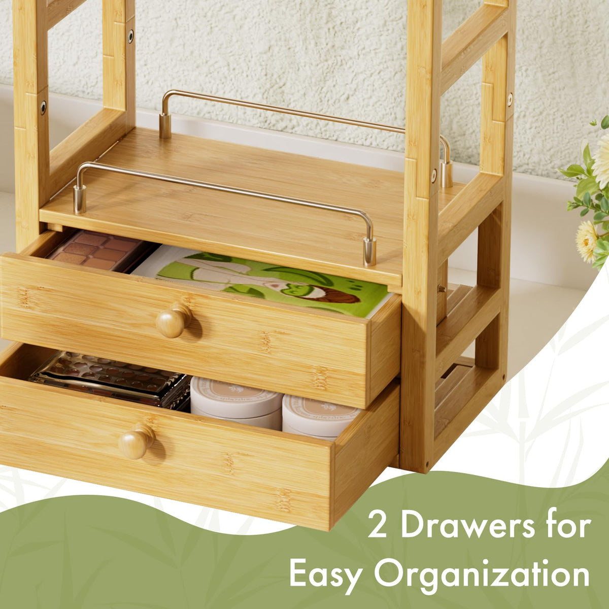 AmazerBath space-saving desk organizer on a compact surface