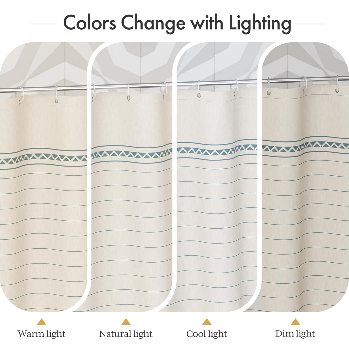 AmazerBath warm tan tone curtain creates a soft neutral backdrop for any bathroom.