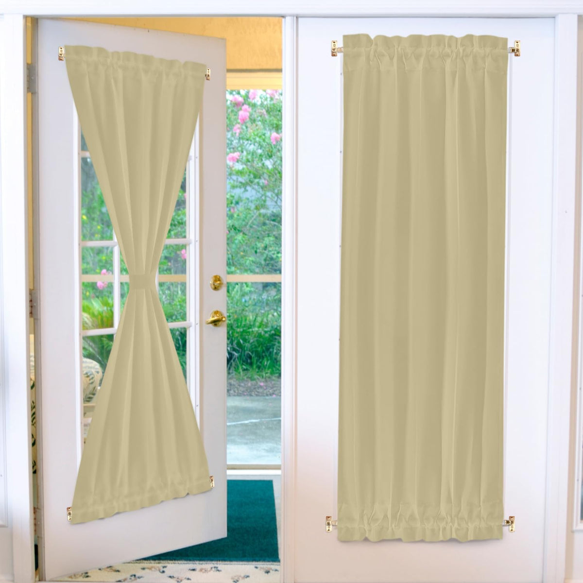 Solid metal brackets and rods provide durable, reliable curtain support.