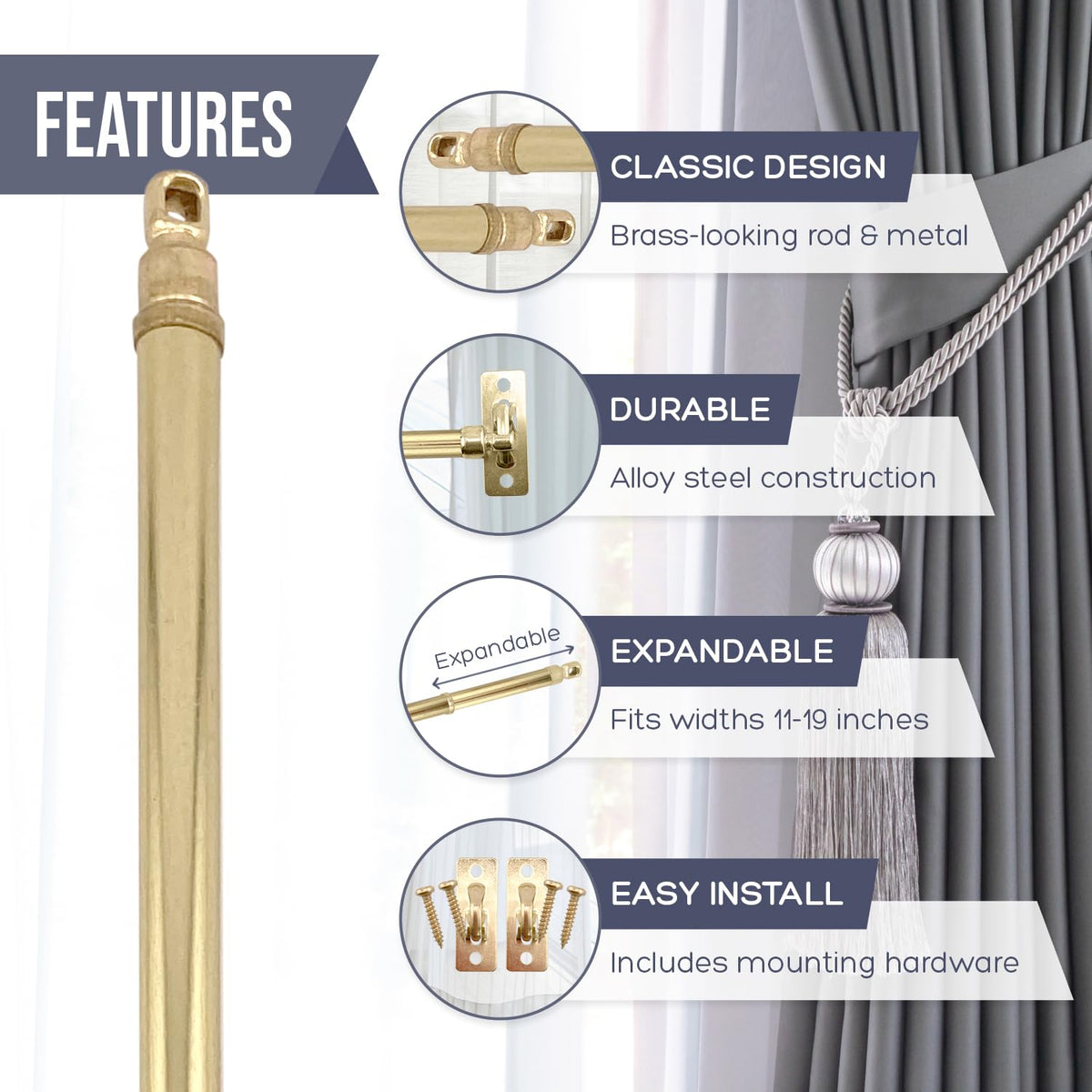 Amazing Drapery Hardware swivel end rod enables easy cleaning and sunlight control