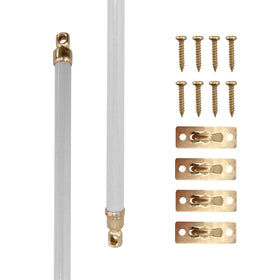 Amazing Drapery Hardware white swivel sash rods with brass ends, sturdy two-pack for reliable curtain support.