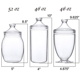 Amazing Abby Adore crystal-clear acrylic jars highlight candy at a buffet.