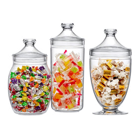 Amazing Abby Adore modern acrylic jars compliment a vanity or bathroom.