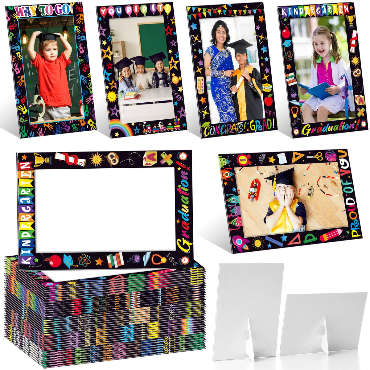 AmazingSpark 50-pack kindergarten frames front view showcasing 4x6 photos