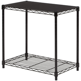 Amazon Basics 2-Tier Stackable Storage Shelf front view with black metal frame