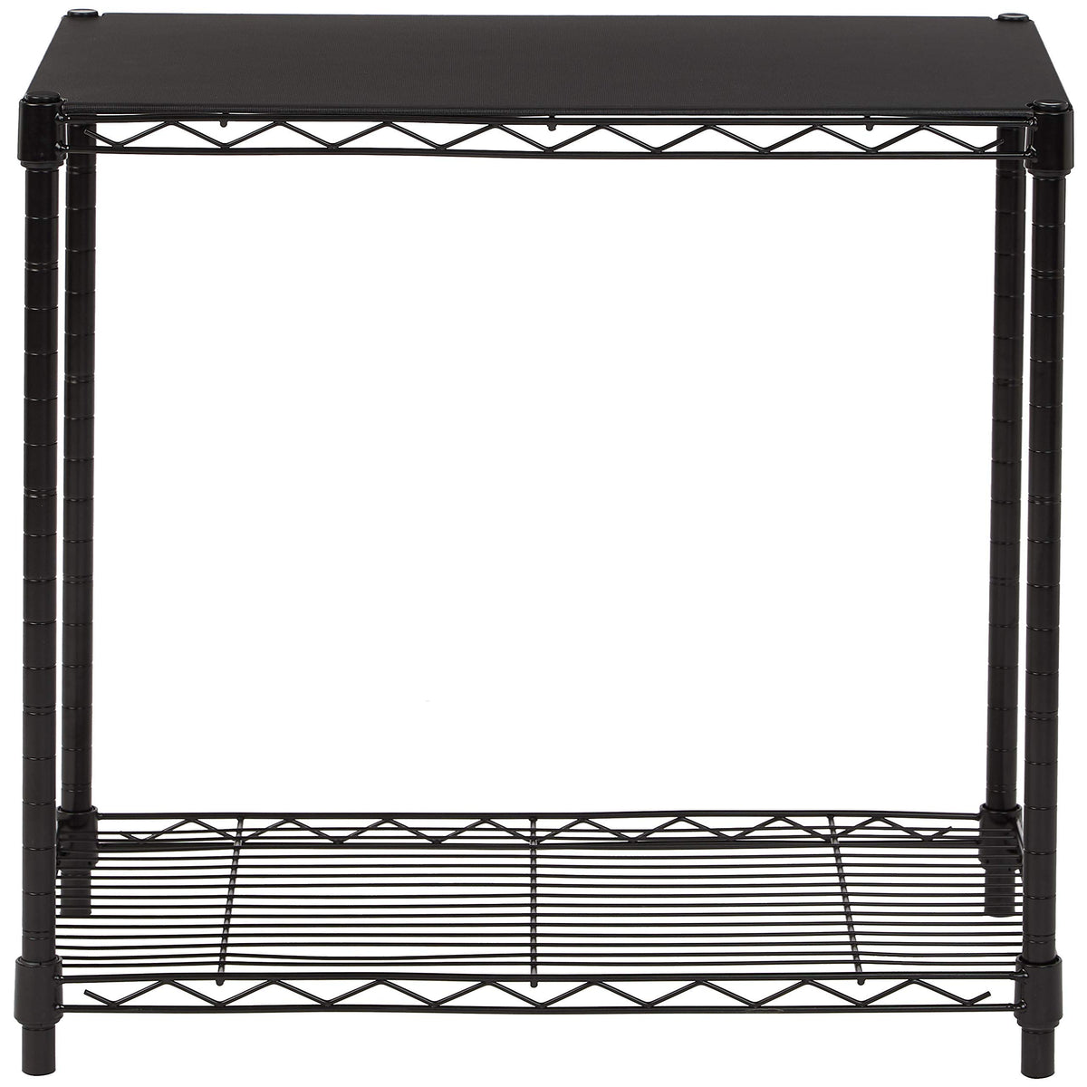 Amazon Basics shelf side view showing compact footprint in black