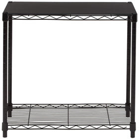 Amazon Basics shelf side view showing compact footprint in black
