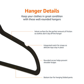 Amazon Basics 30-pack hangers neatly organized in a closet