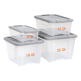 Amazon Basics lightweight stackable bin easy to carry and rearrange.