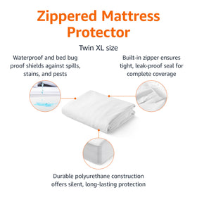 Amazon Basics 360-degree zipper coverage provides a secure encasement against bed bugs and dust mites.