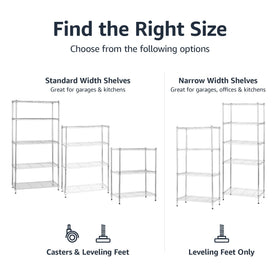 Amazon Basics 4-shelf chrome storage unit assembled in garage ready-to-use setup.