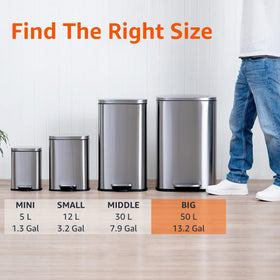 Amazon Basics 50L brushed stainless steel exterior resists fingerprints