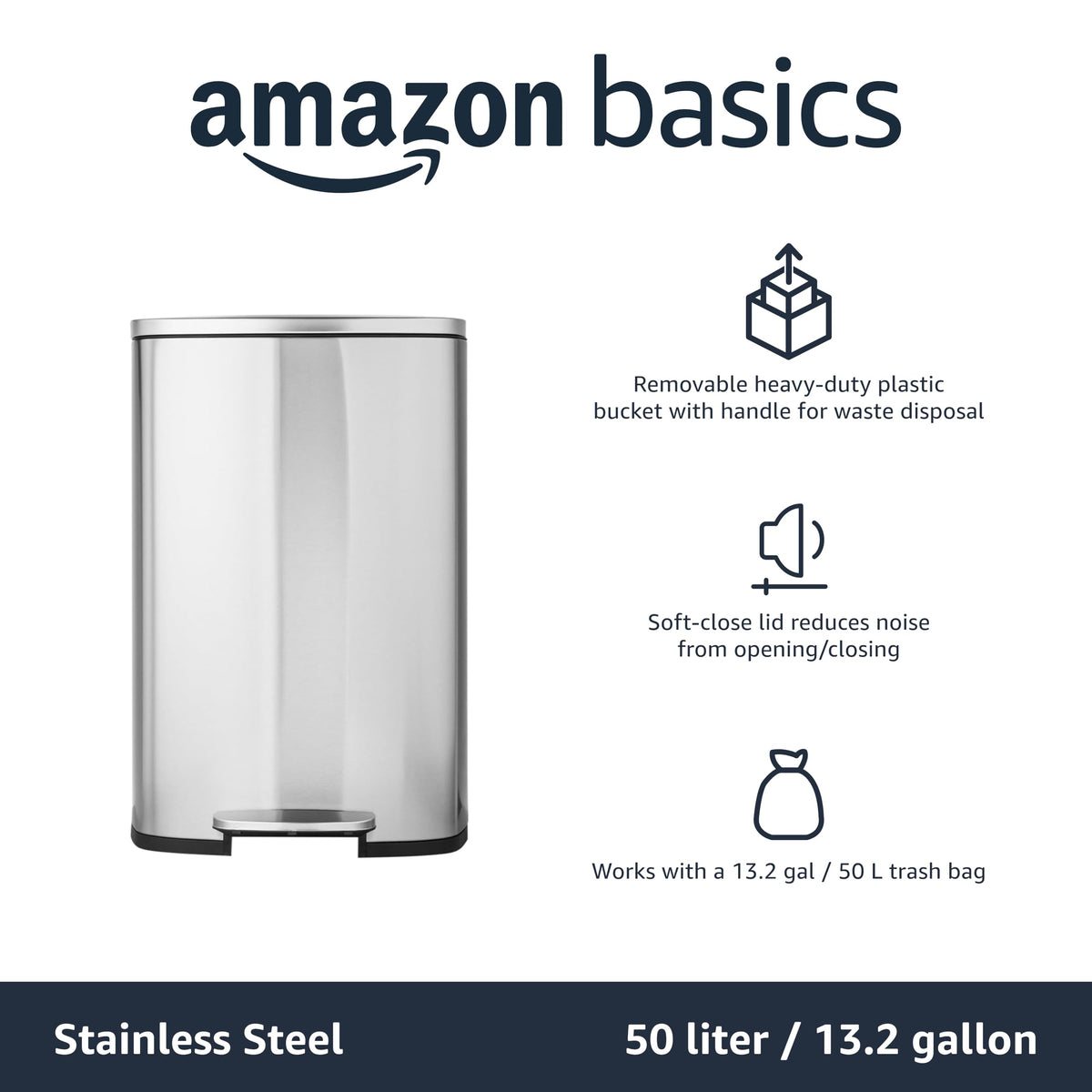 Amazon Basics 50L foot pedal enables hands-free opening