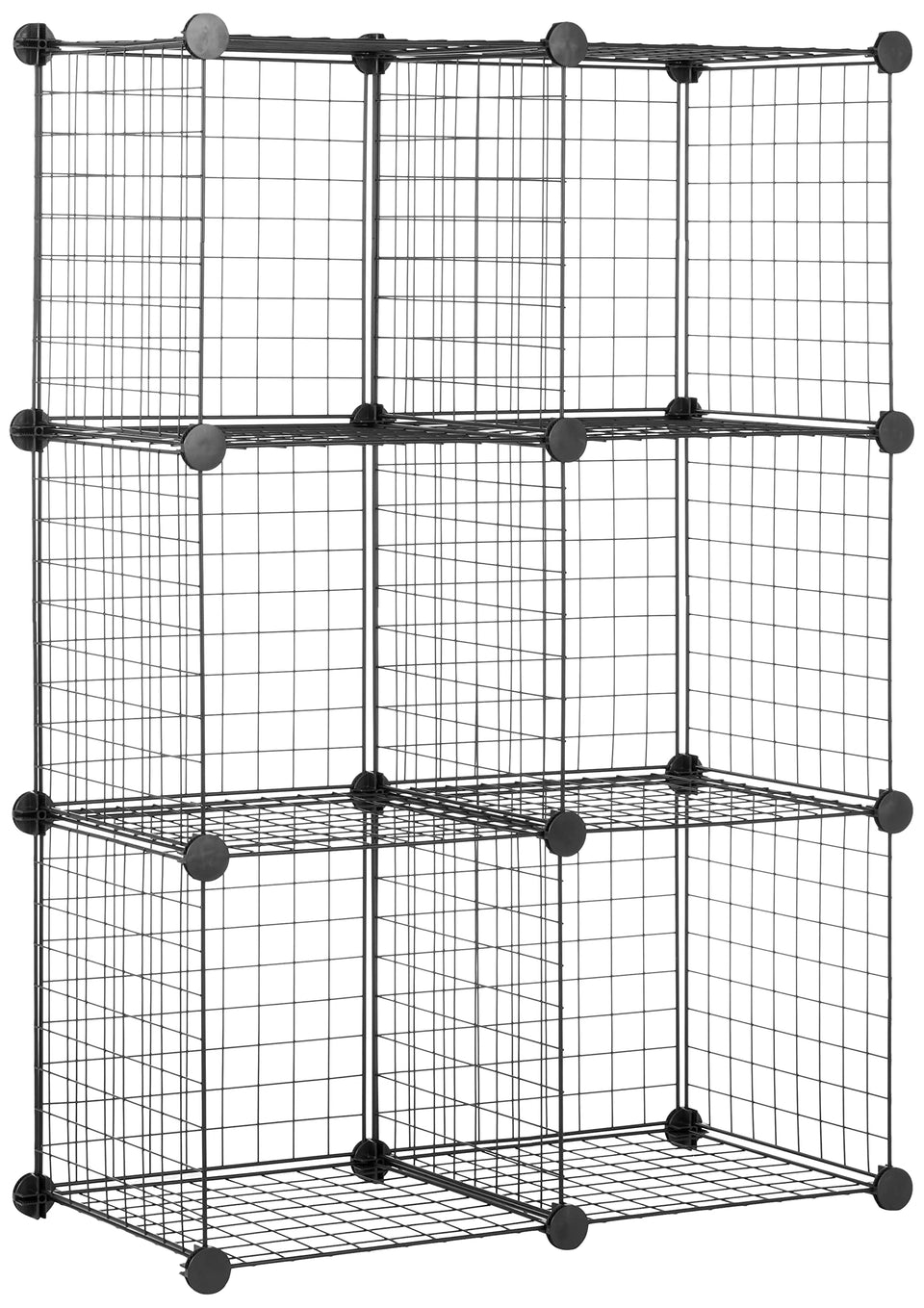 Amazon Basics 6-cube wire grid assembly demonstrates tool-free setup for neat storage.