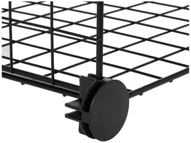 Amazon Basics 6-cube wire grid display shelves help organize books and decor.
