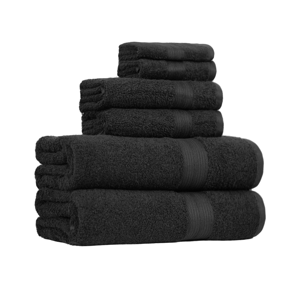 Amazon Basics 6-piece towel set bath towels show soft absorbent cotton for daily use.