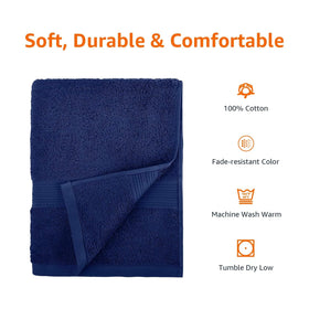 Amazon Basics towel-set display on rack shows classic pique border