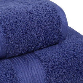 Amazon Basics navy blue washcloths provide quick-drying comfort for faces and hands