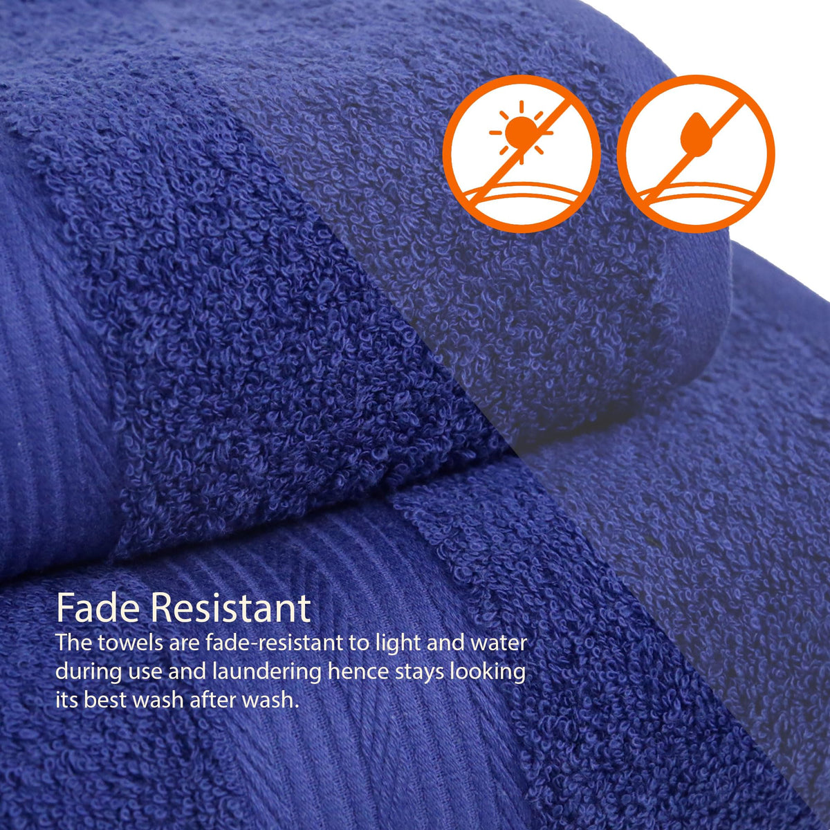 Amazon Basics navy blue hand towels highlight durable weave for daily drying