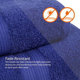 Amazon Basics navy blue hand towels highlight durable weave for daily drying