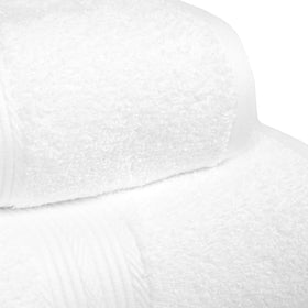 Amazon Basics 6-piece towel set pique border offers a classic bathroom look