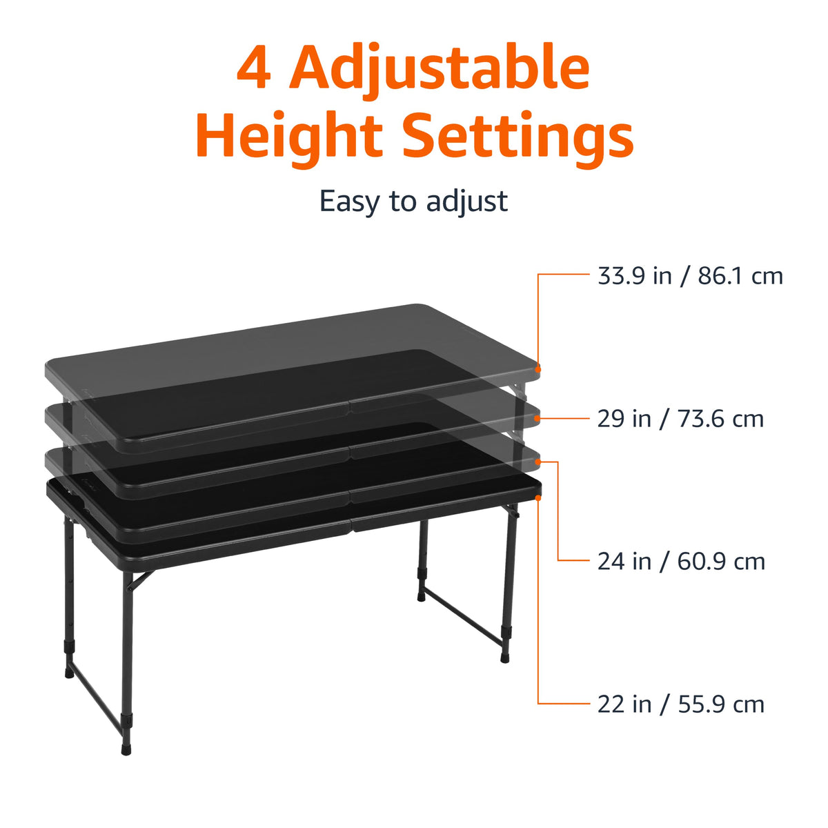 Amazon Basics table offers four adjustable height levels for versatile use