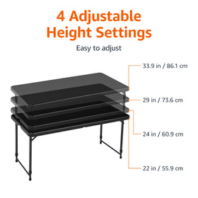 Amazon Basics table offers four adjustable height levels for versatile use