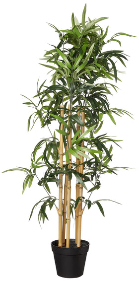 Amazon Basics artificial bamboo plant in a plastic planter adds instant greenery to interiors.