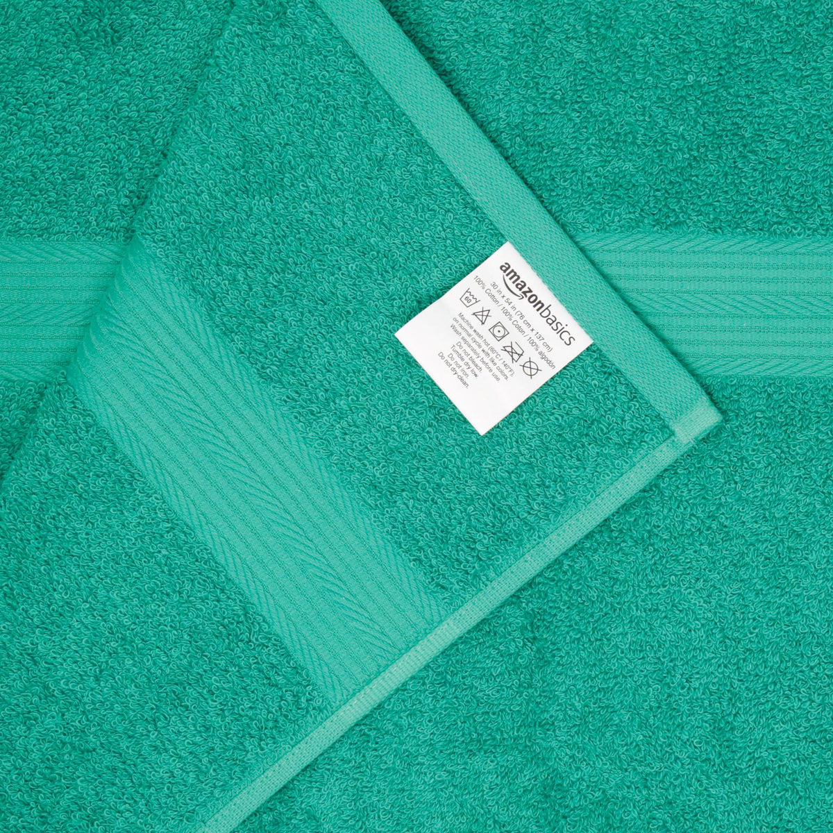 Amazon Basics bath towels teal 54x30 inches for plush drying.